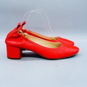 Everlane Shoes Womens 10 Red Leather Day Heel Block Pumps Round Toe Slip On